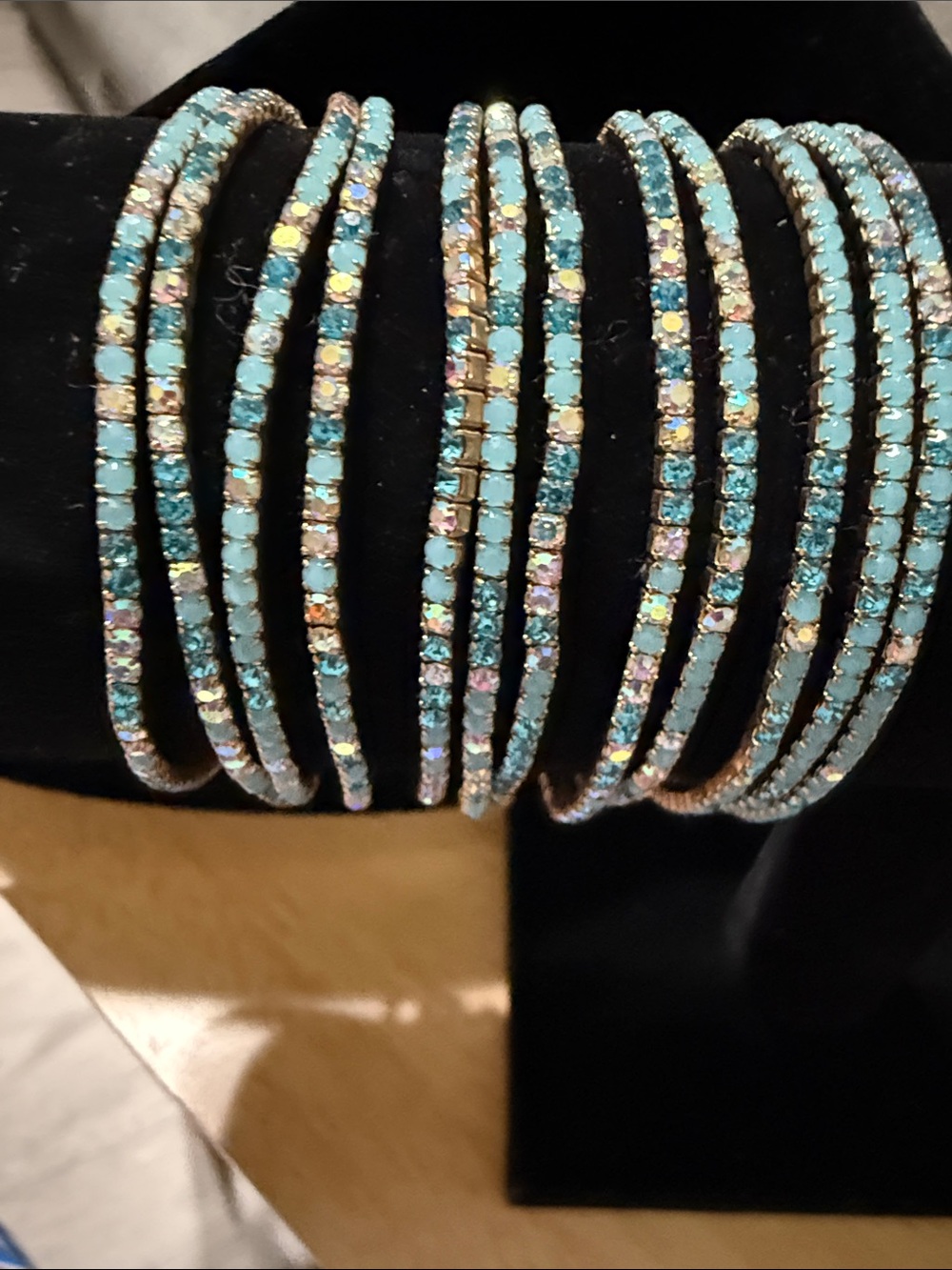 Turquoise Crystal Multi-Bangle Bracelet Set 12-Women Jewelry